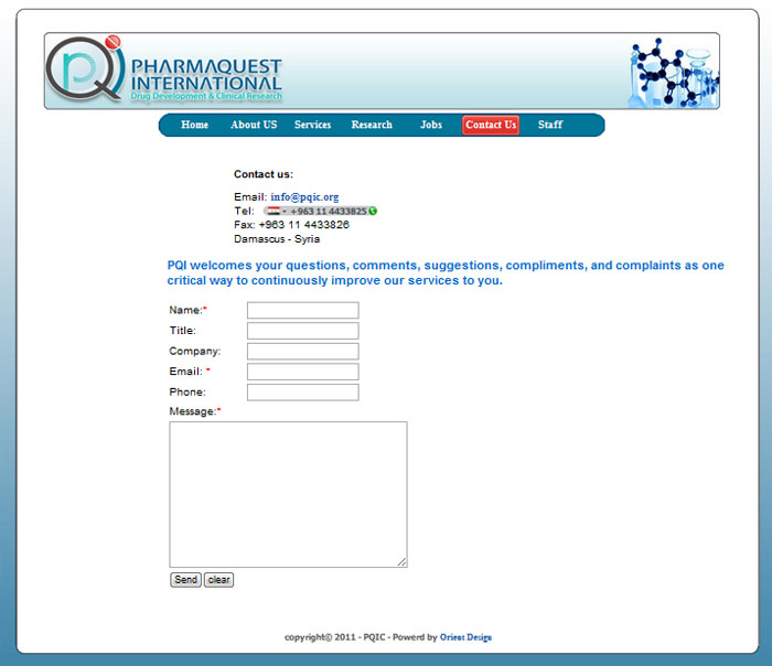 PQIC Contact us page