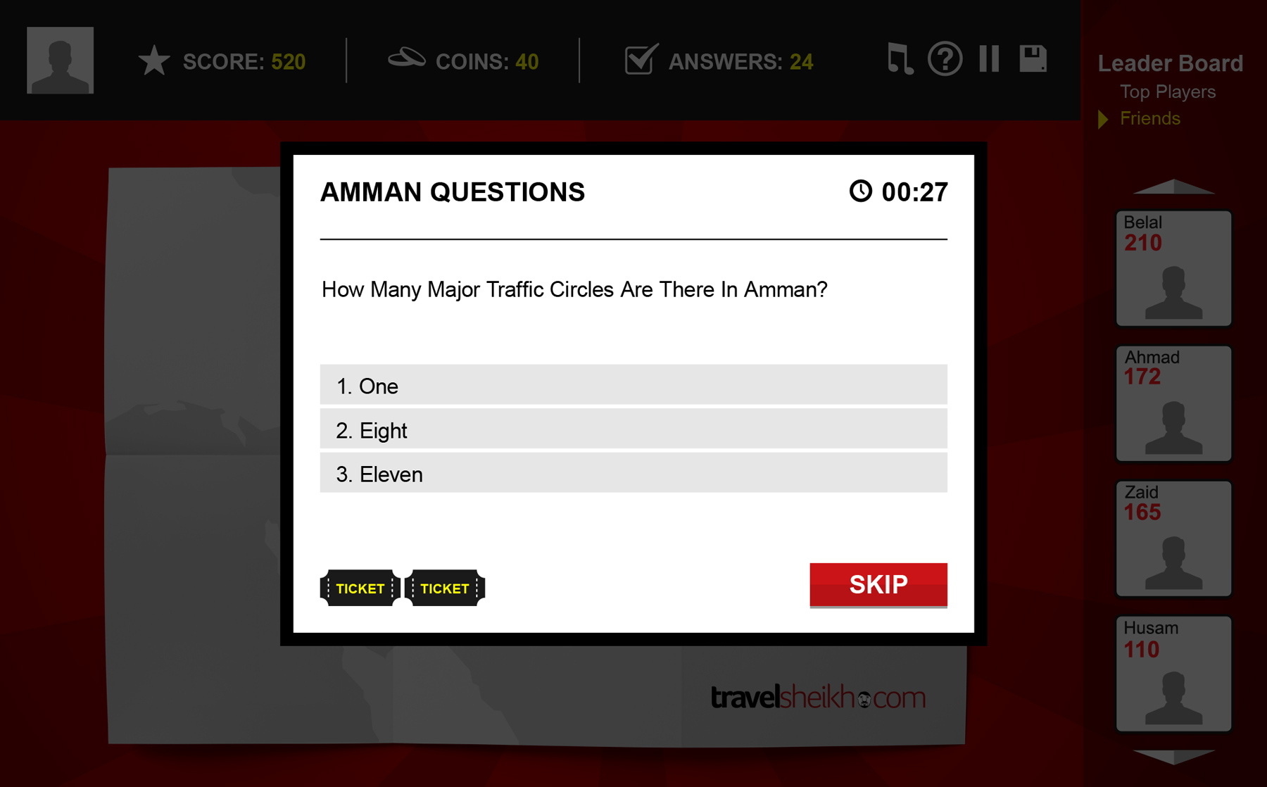 Travel Sheikh questions game