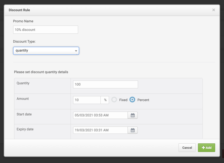 Add tickets discount settings