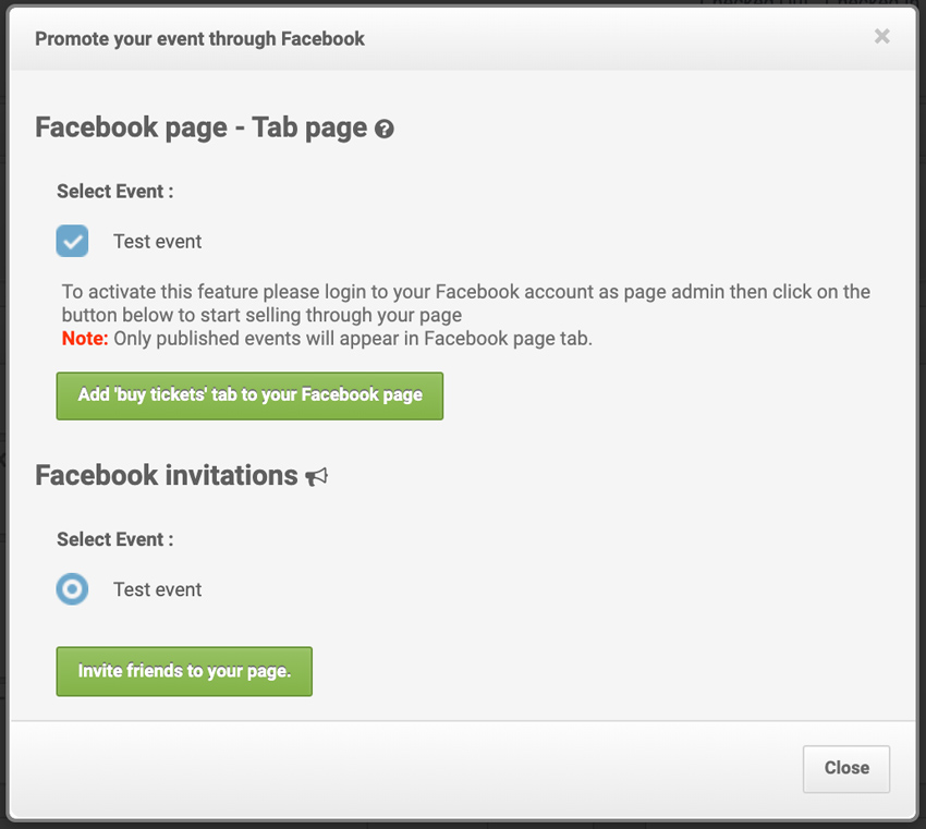 Promot options for Facebook