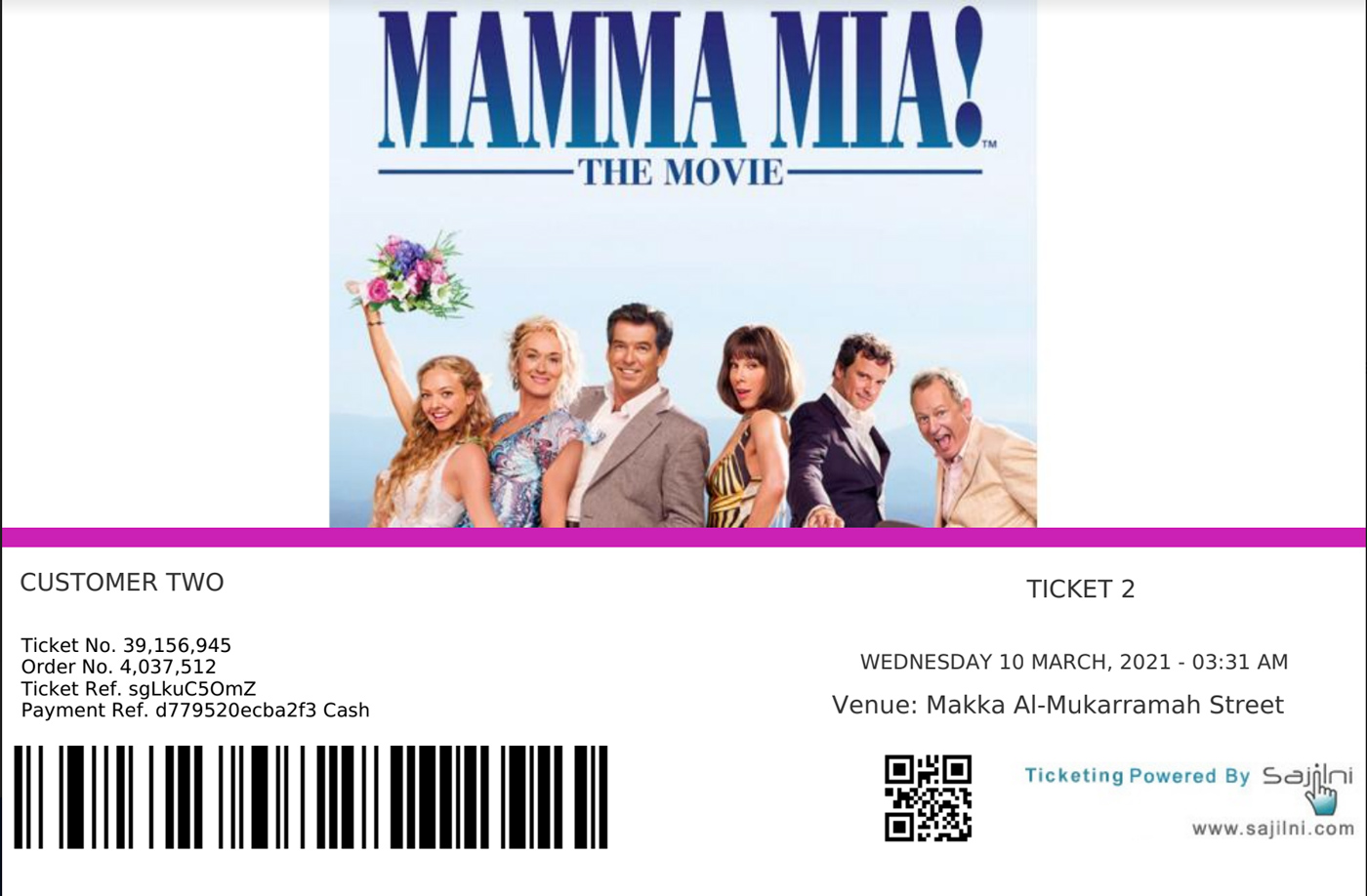 Ticket sample attached by email
