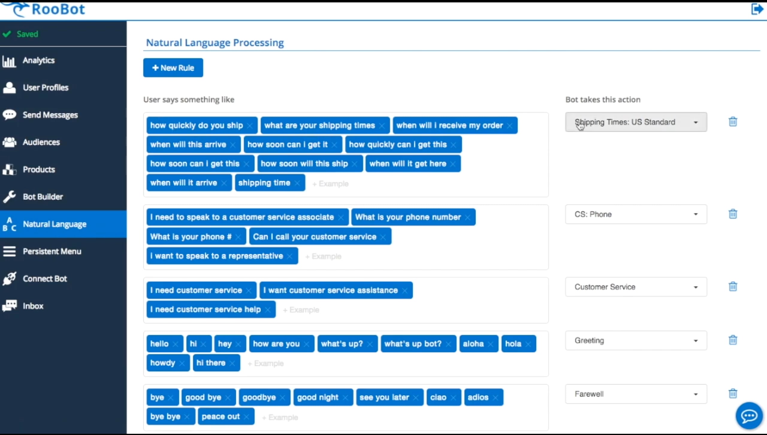 Roobot dashboard six