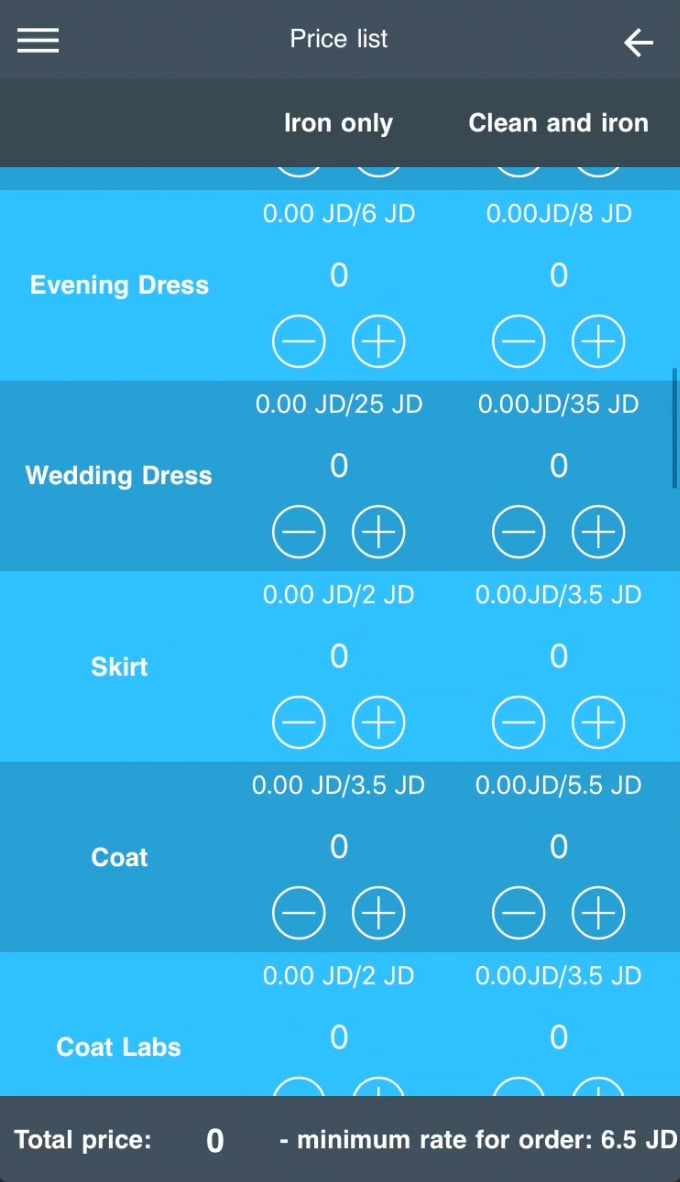 Price list