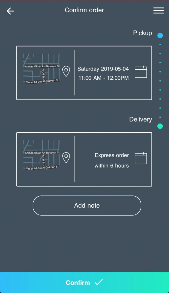 Confirm order
