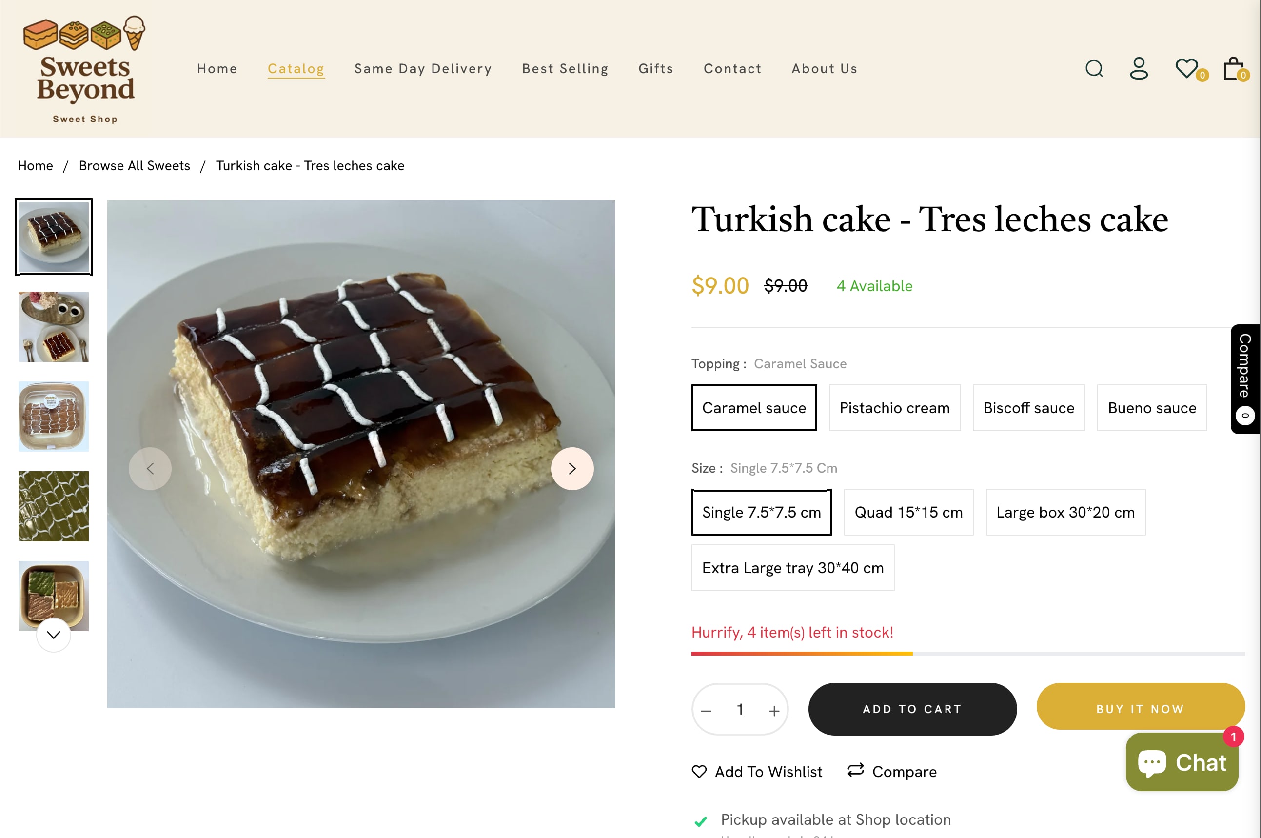 Sweets Beyond Shop product details page