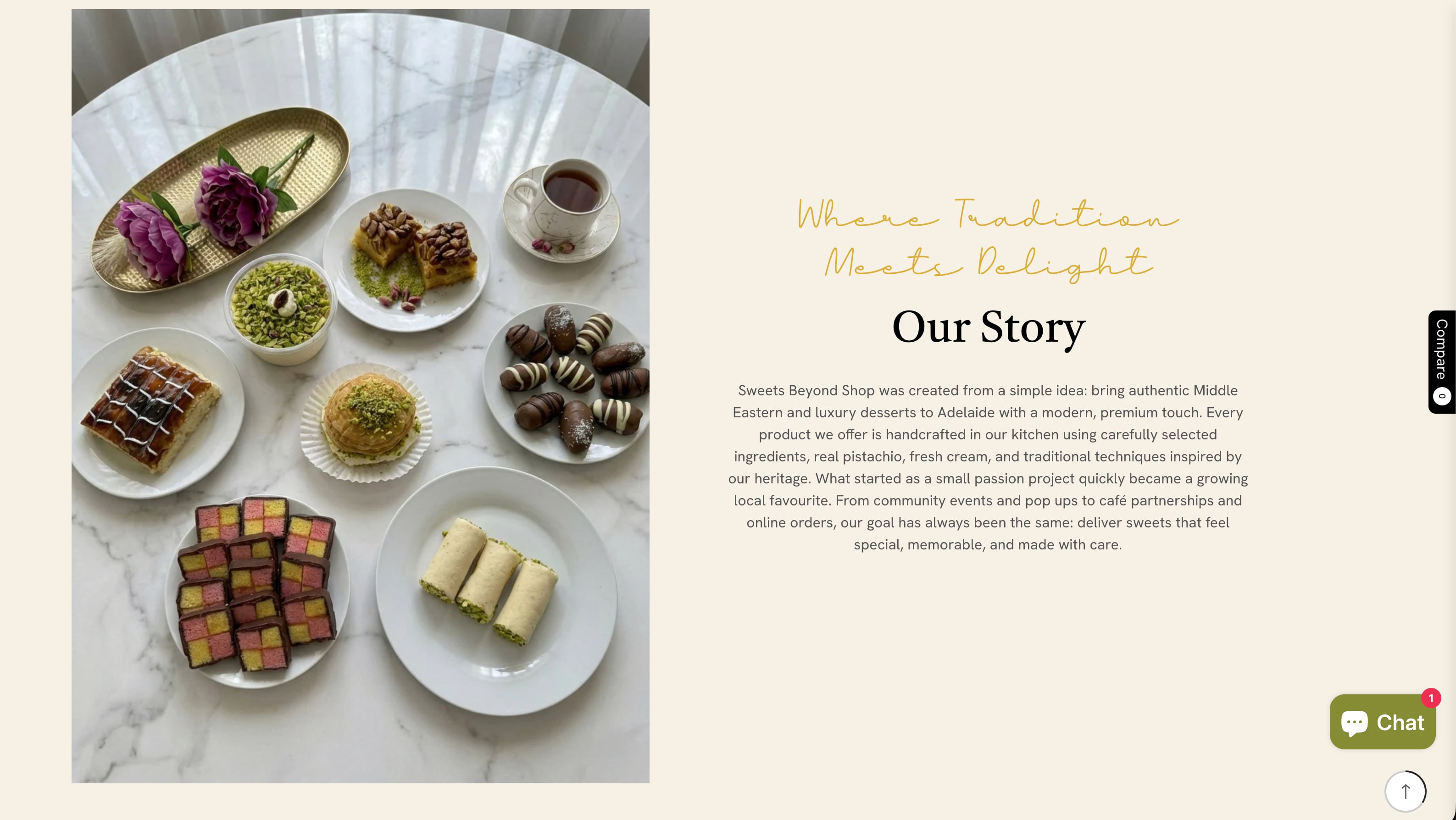 Sweets Beyond Shop about us section