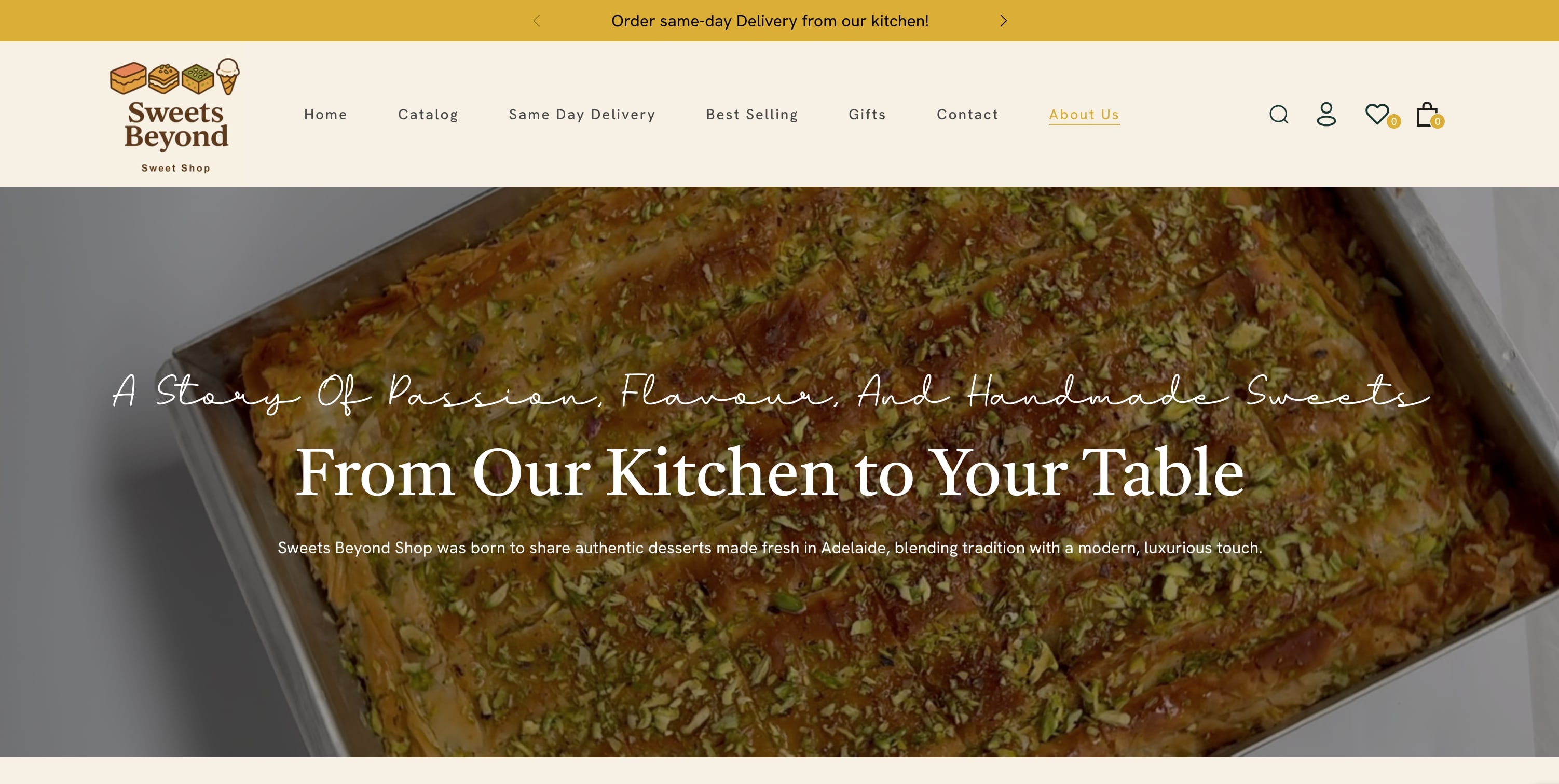 Sweets Beyond Shop about us page