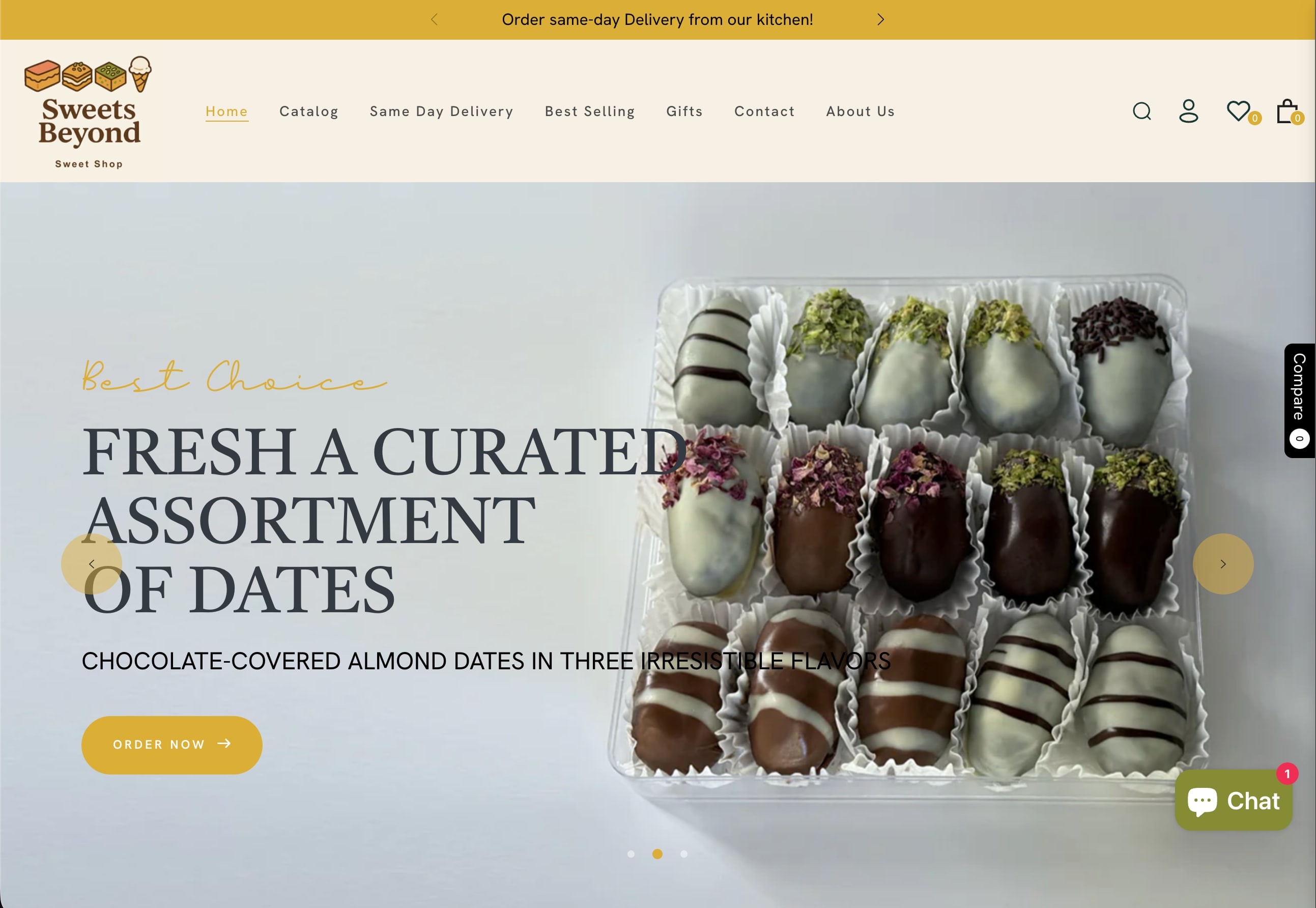 Sweets Beyond Shop home desktop view